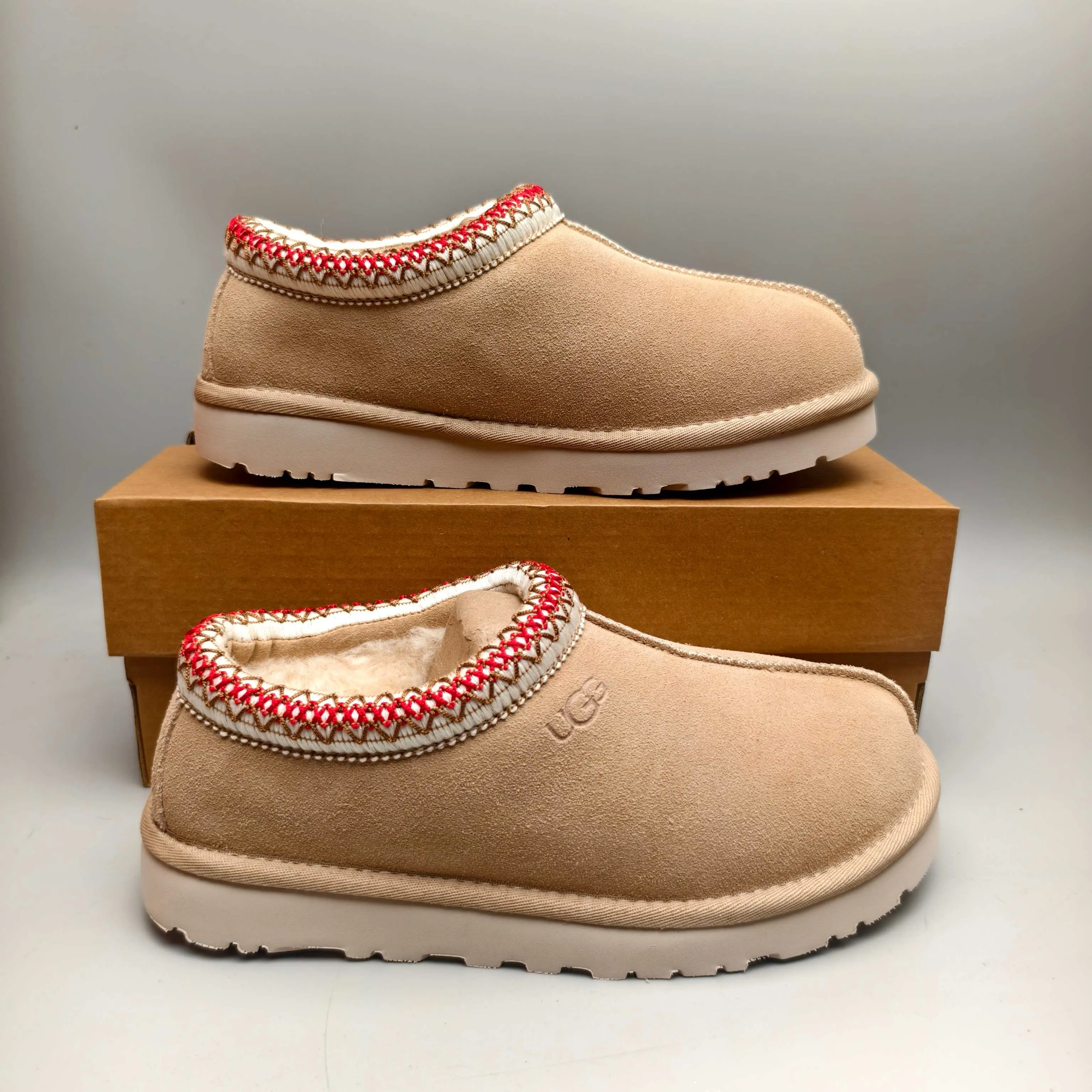 💰440 UGG sheepskin all-in-one snow boots 5955 style 4470 one-legged ethnic style home style for women Color: light oak brown pink sand color Number: 35-41